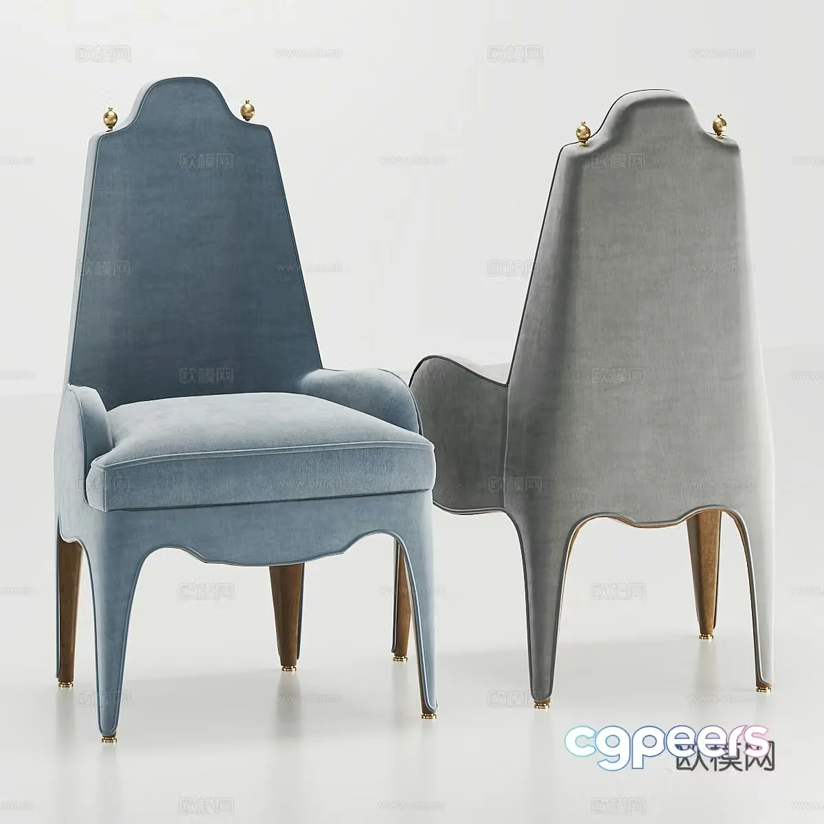 American light luxury fabric single chair 3D model