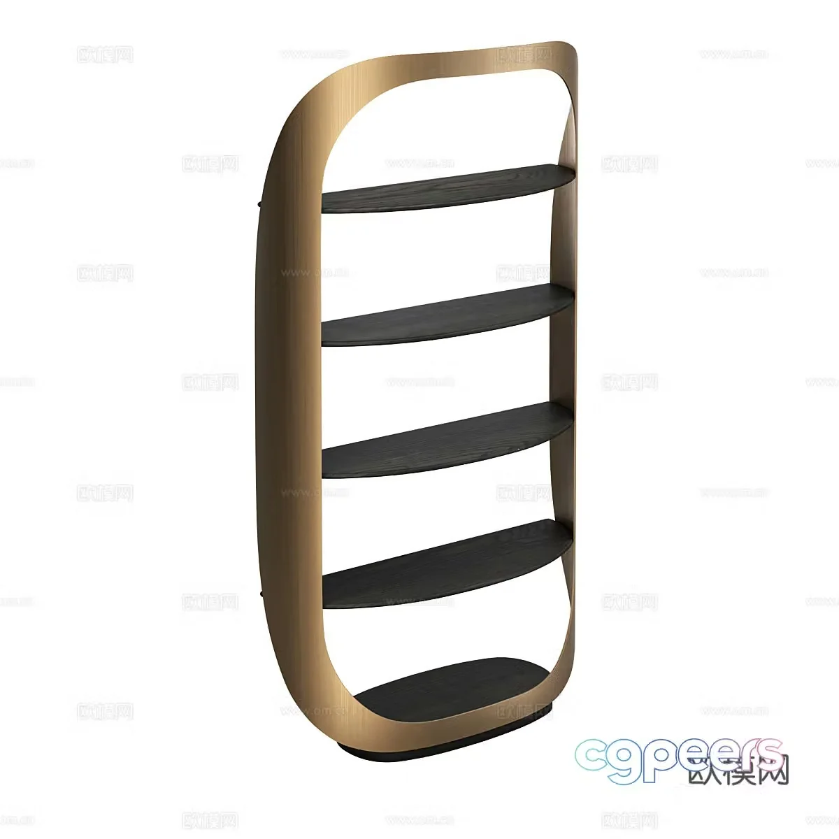 Light luxury storage rack Kitchen storage rack Study storage rack Bookshelf Bathroom storage rack 3D model