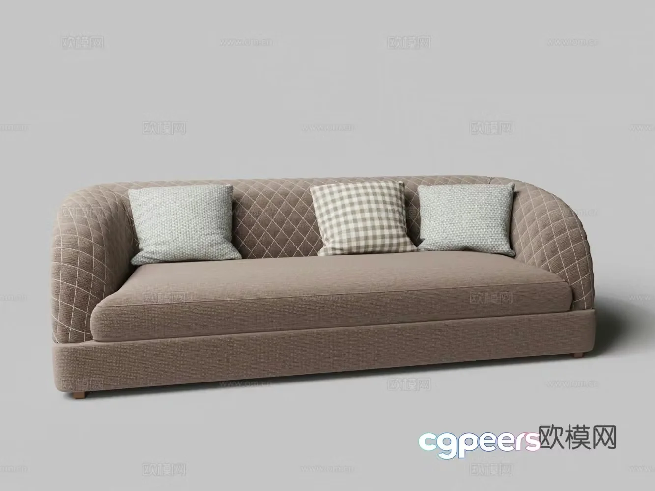 Modern fabric diamond pattern multi-person sofa 3D model
