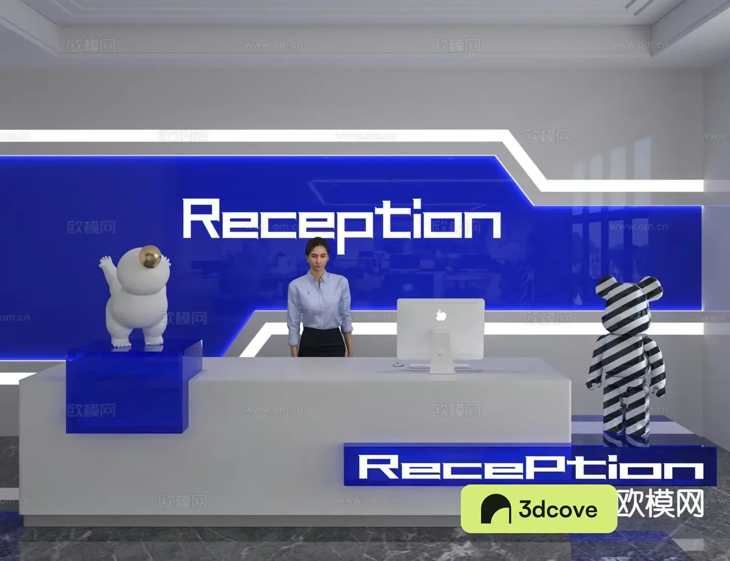 Modern front desk reception desk information desk office background