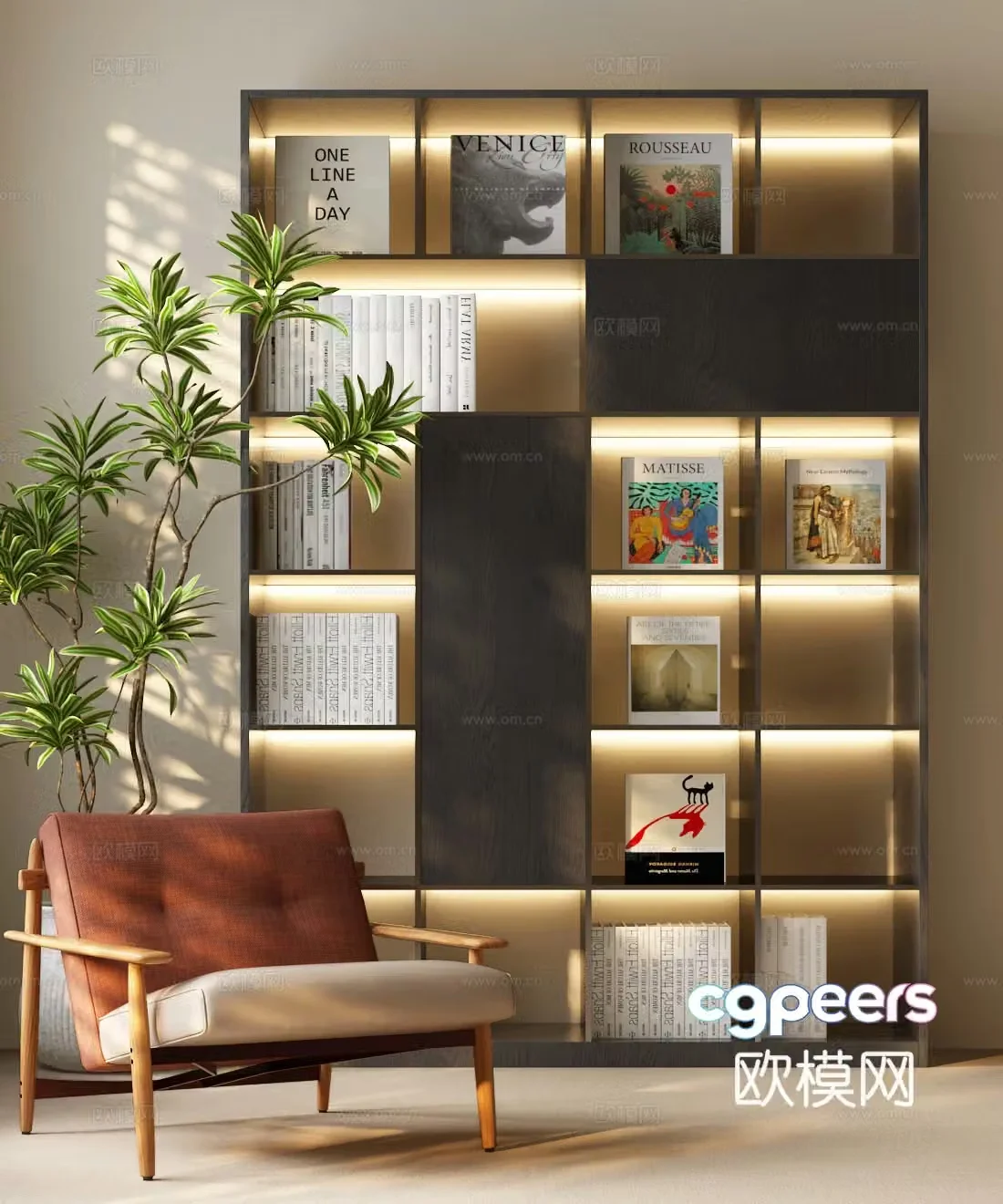Bookcase Italian bookcase Modern bookcase Modern leisure chair Italian leisure chair 3d model