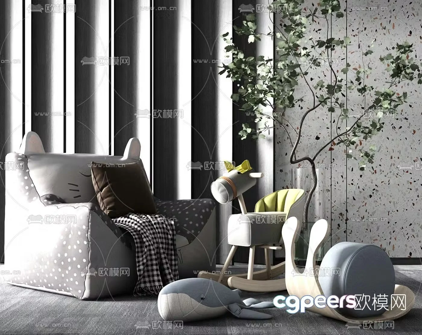 Modern children’s leisure sofa rocking chair 3d model