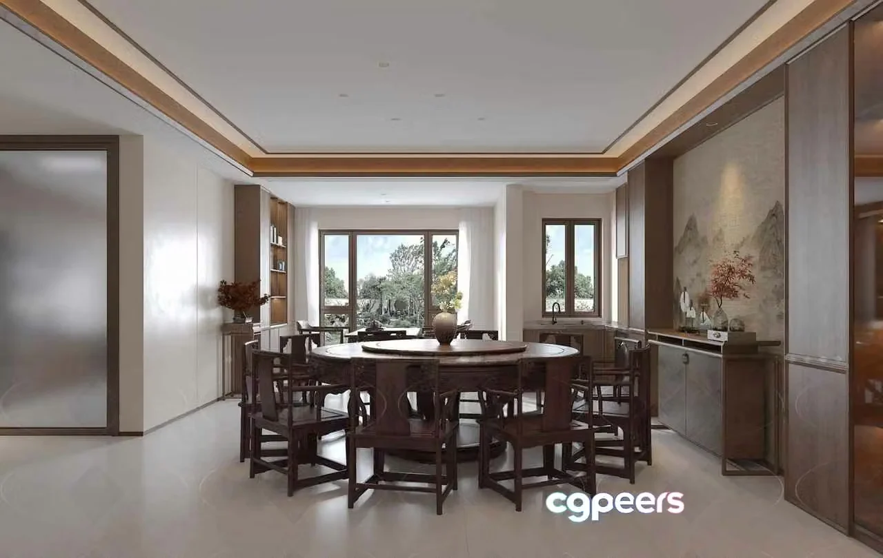 Modern Dining Room 3D Model – 3831 – VRAY Render
