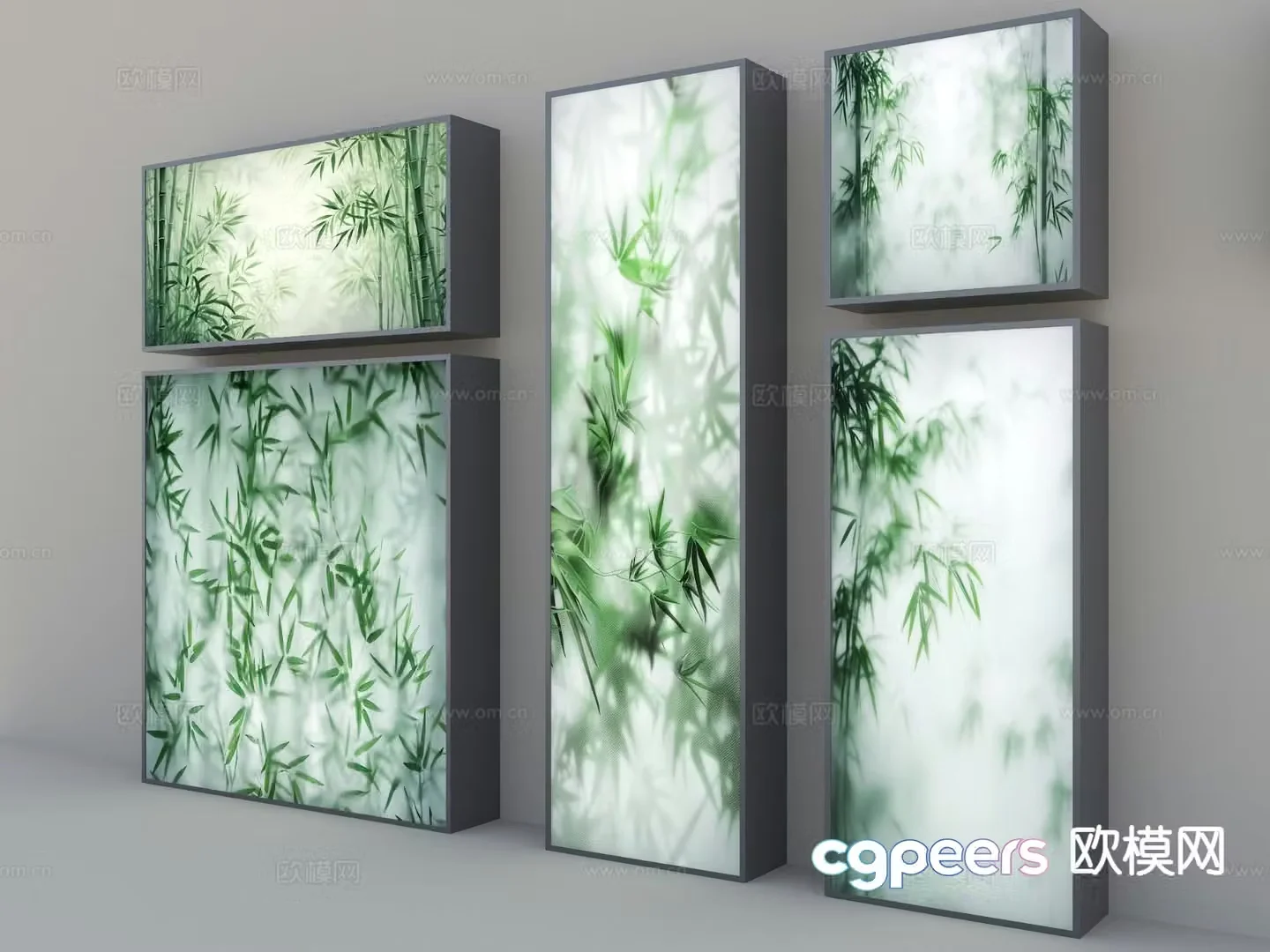 Modern frosted glass light box bamboo soft film light box 3D model