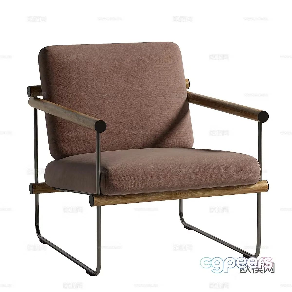 Modern Italian stainless steel fabric armchair 3d model