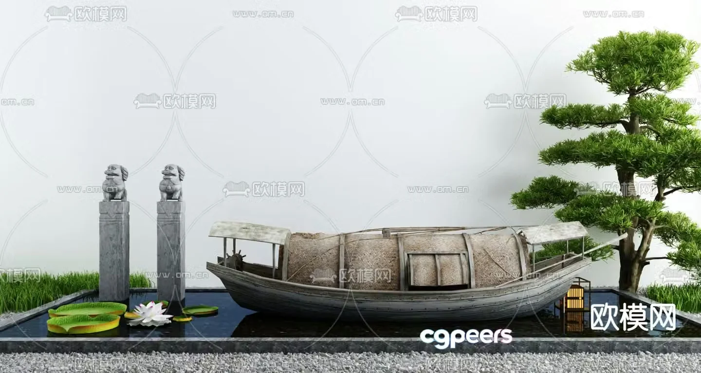 Courtyard landscape sketch 3D model
