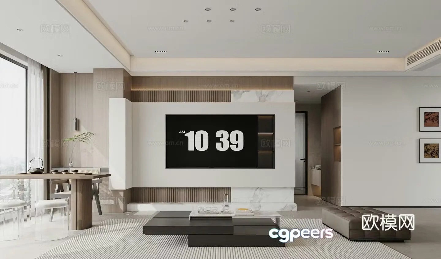 Modern TV background wall 3d model