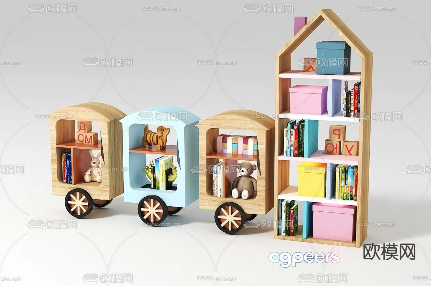 Children’s train toy cabinet 3d model