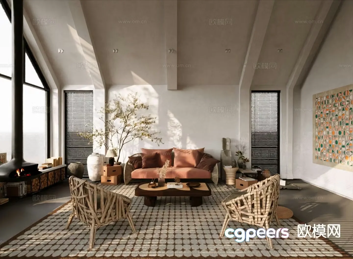 Wabi-sabi living room 3d model
