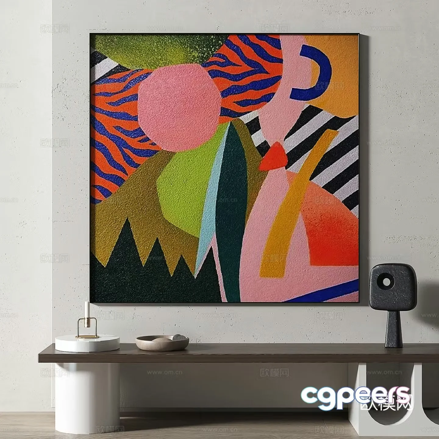 Modern retro medieval simple abstract decorative painting 3d model