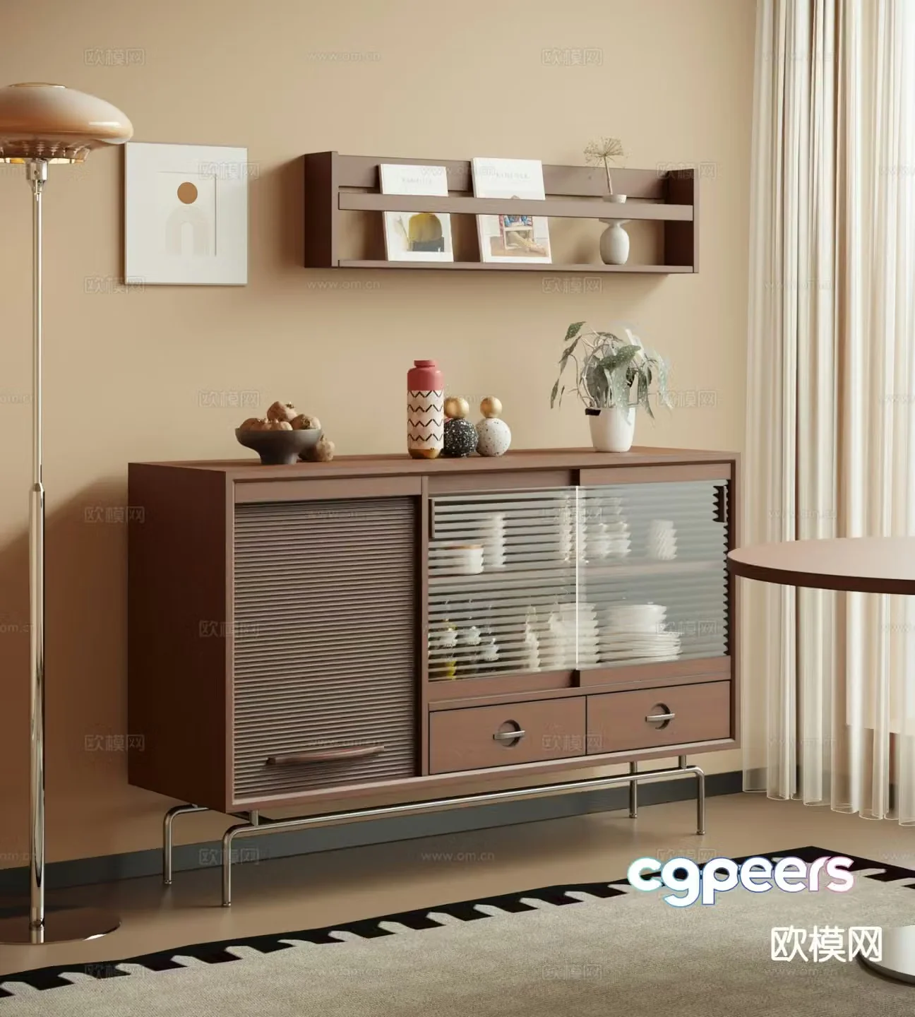 Medieval style sideboard 3d model
