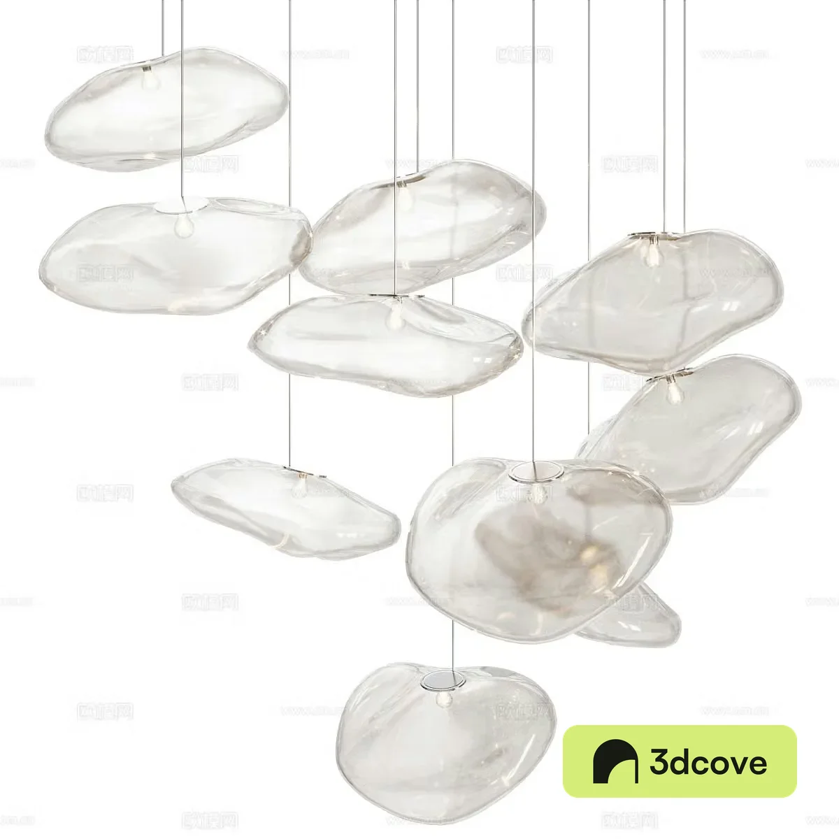 Modern Italian minimalist Bocci random glass chandelier