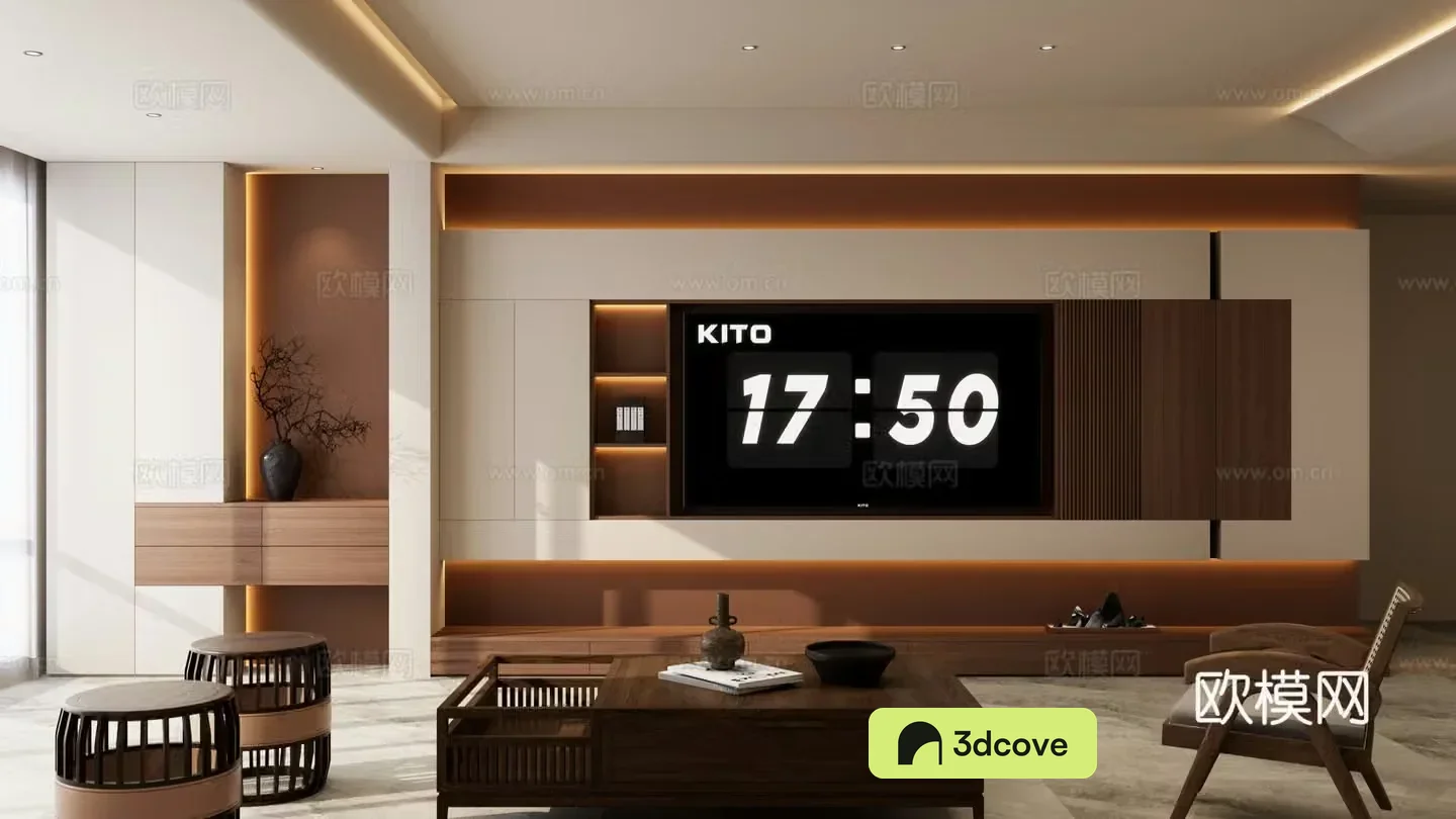 Song style medieval style embedded TV cabinet atmosphere waiting curved ceiling TV wall