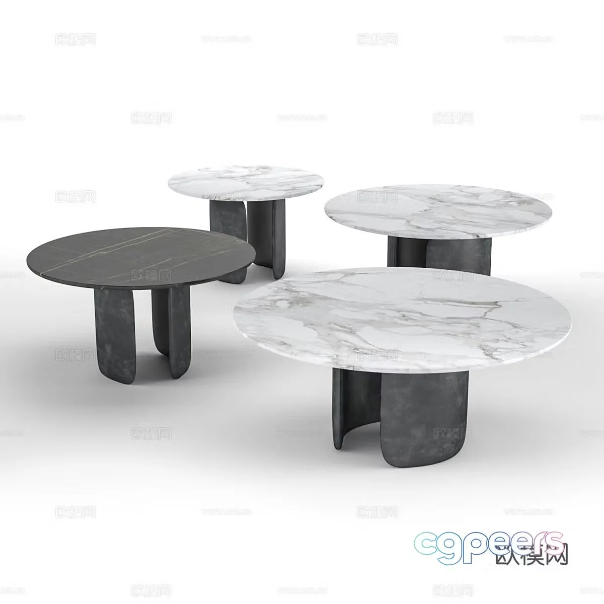 Modern Italian marble coffee table combination 3D model