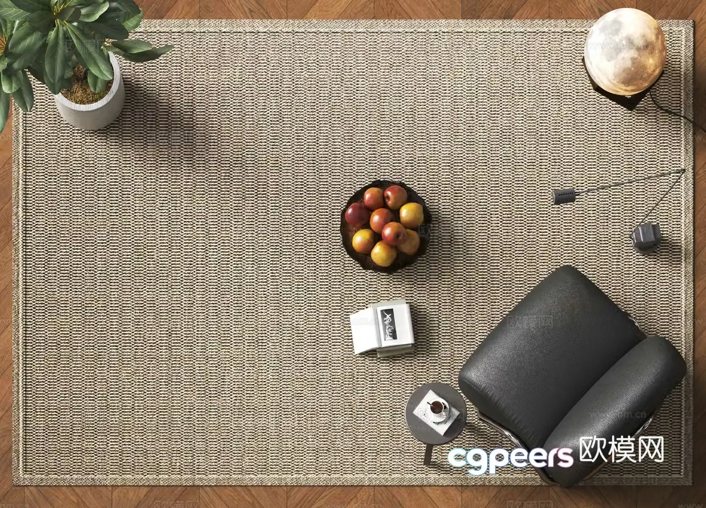 Modern square carpet 3d model