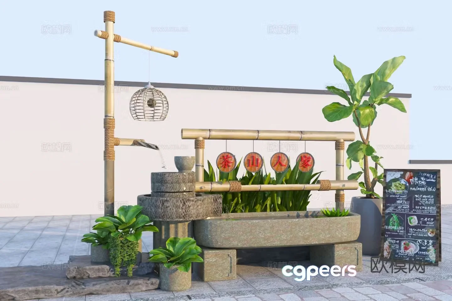 Chinese water bowl sketch landscape sketch 3D model