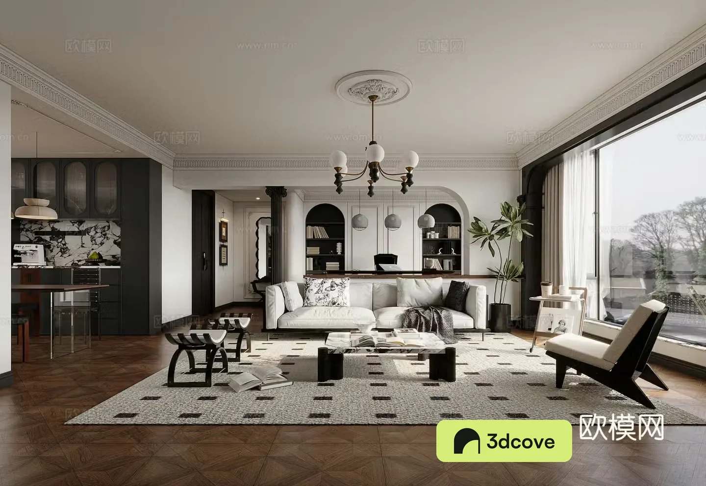 French retro style living room