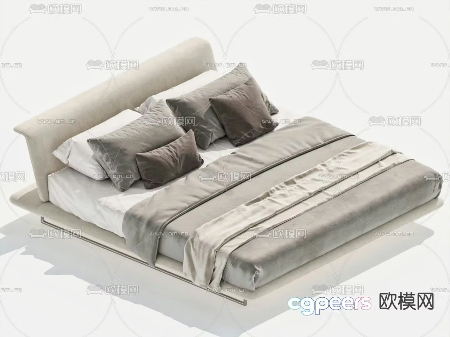 Modern double bed suspended bed 3d model