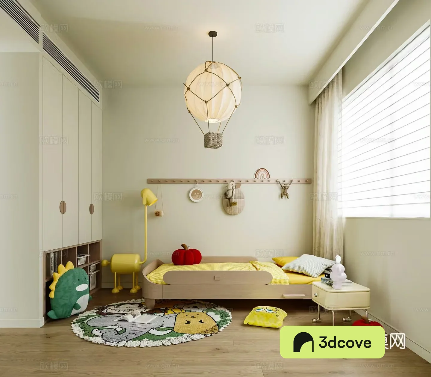 Modern creamy boy room chest of drawers side table bedside table toy children’s bed