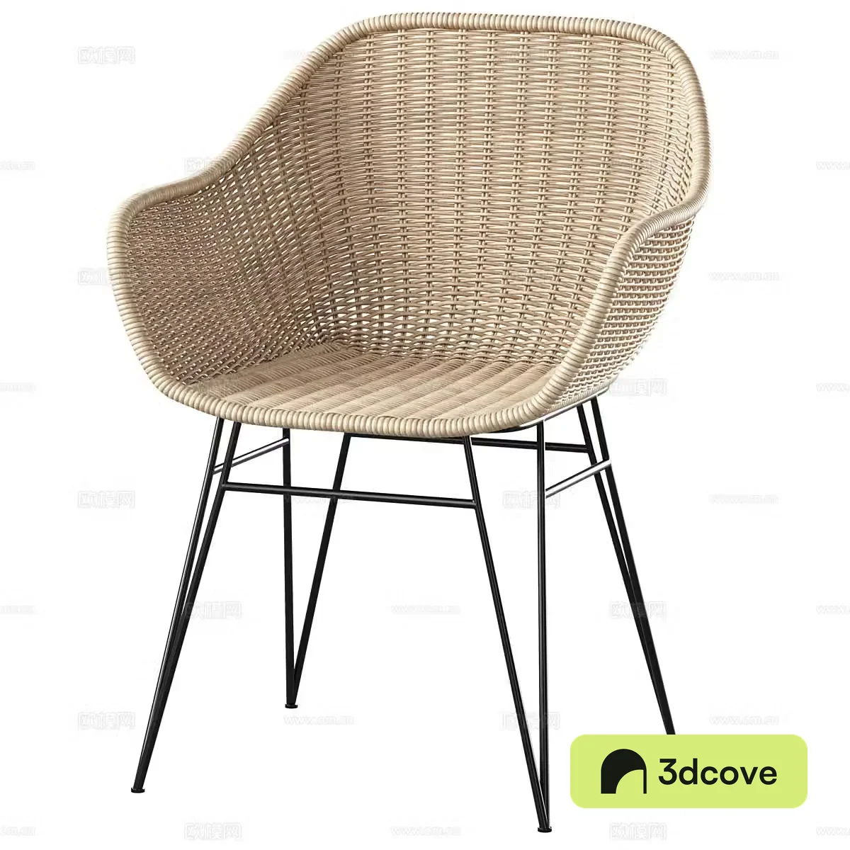 New Chinese style wasabi rattan chair 3D model