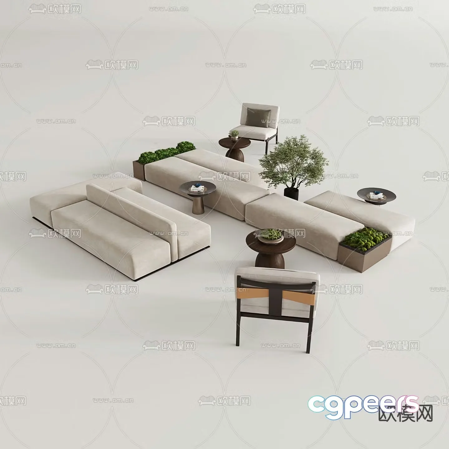 Office sofa lobby sofa public sofa 3d model