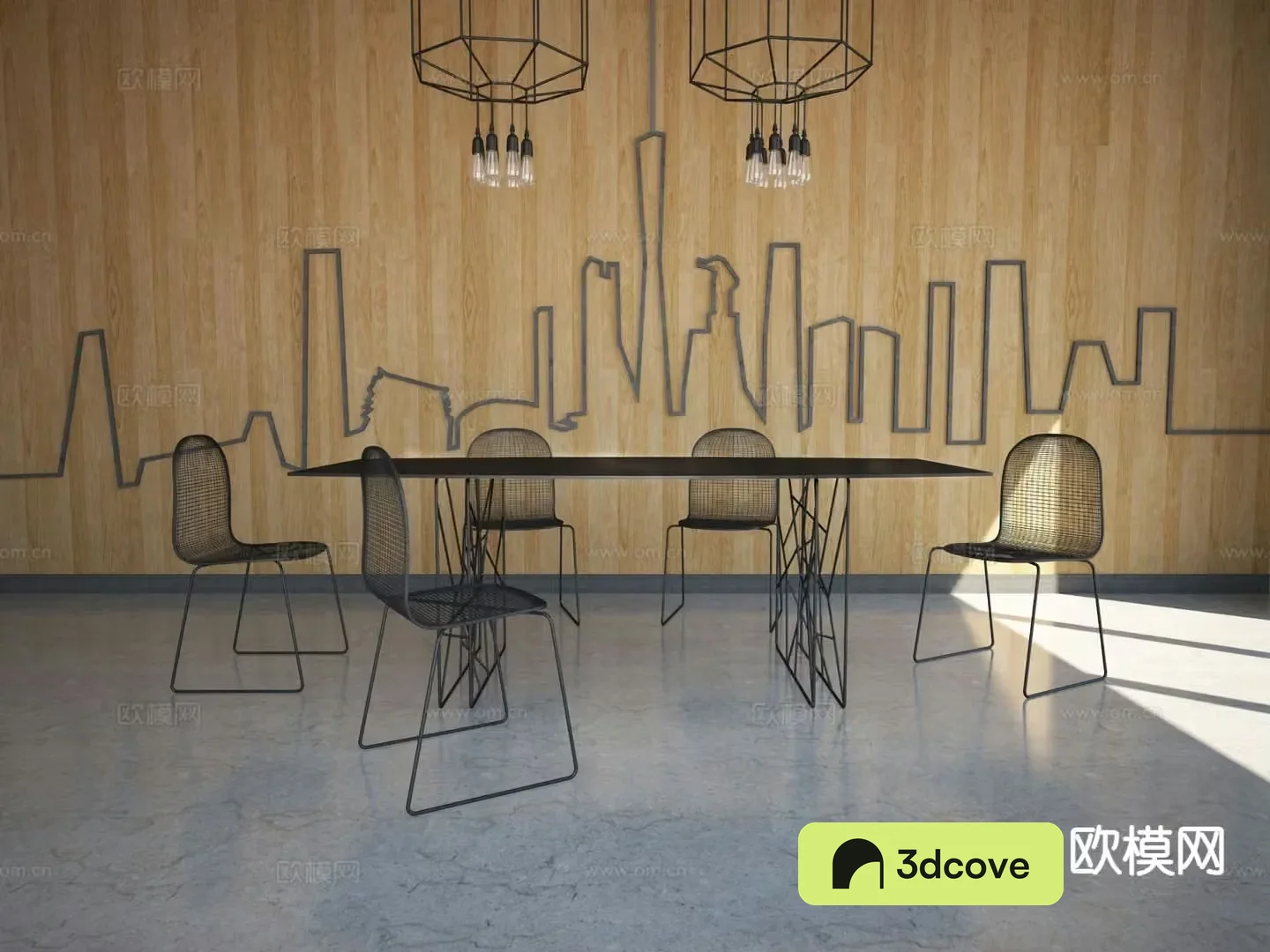 Industrial style dining table and chairs