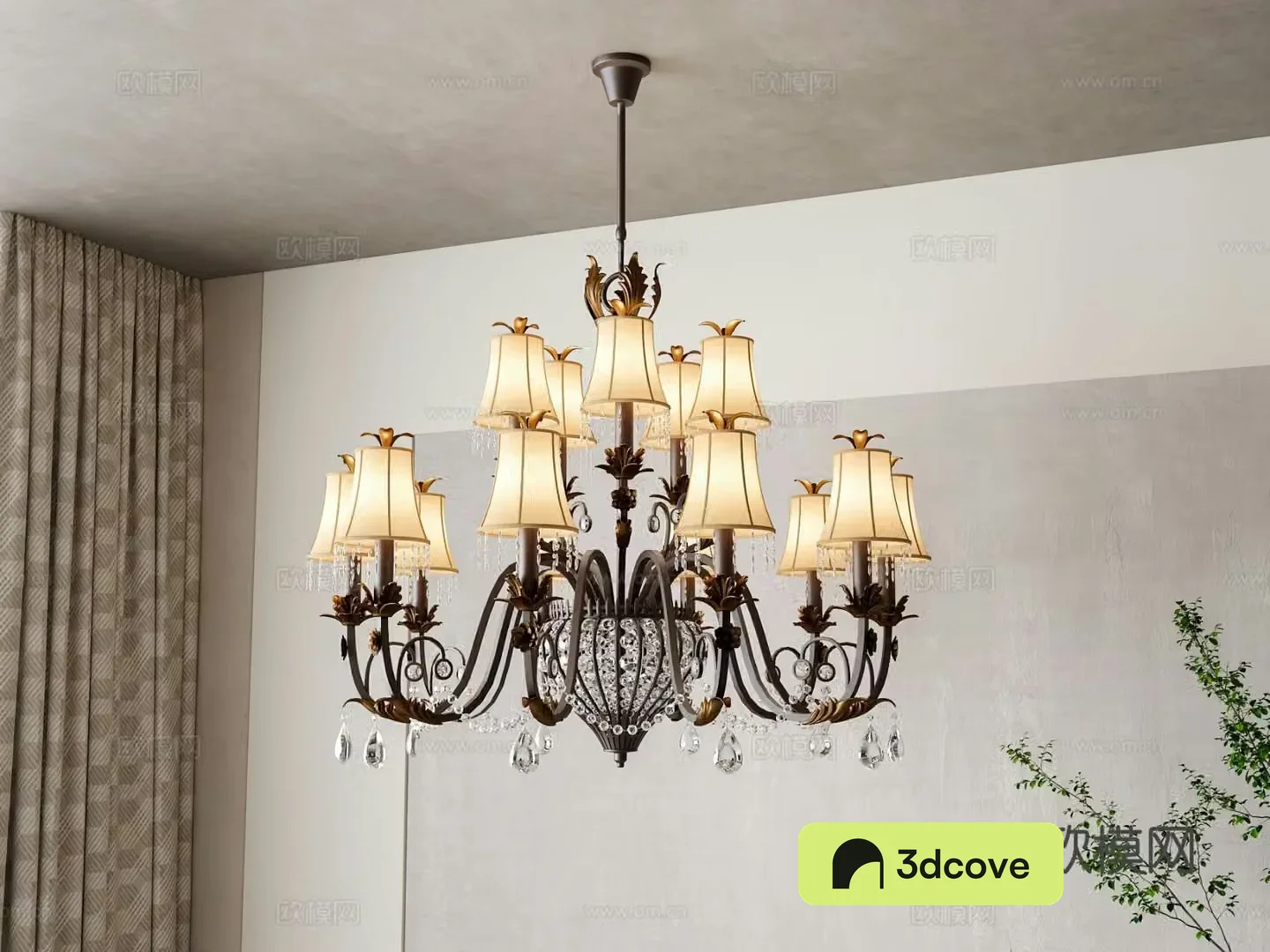 American multi-head chandelier