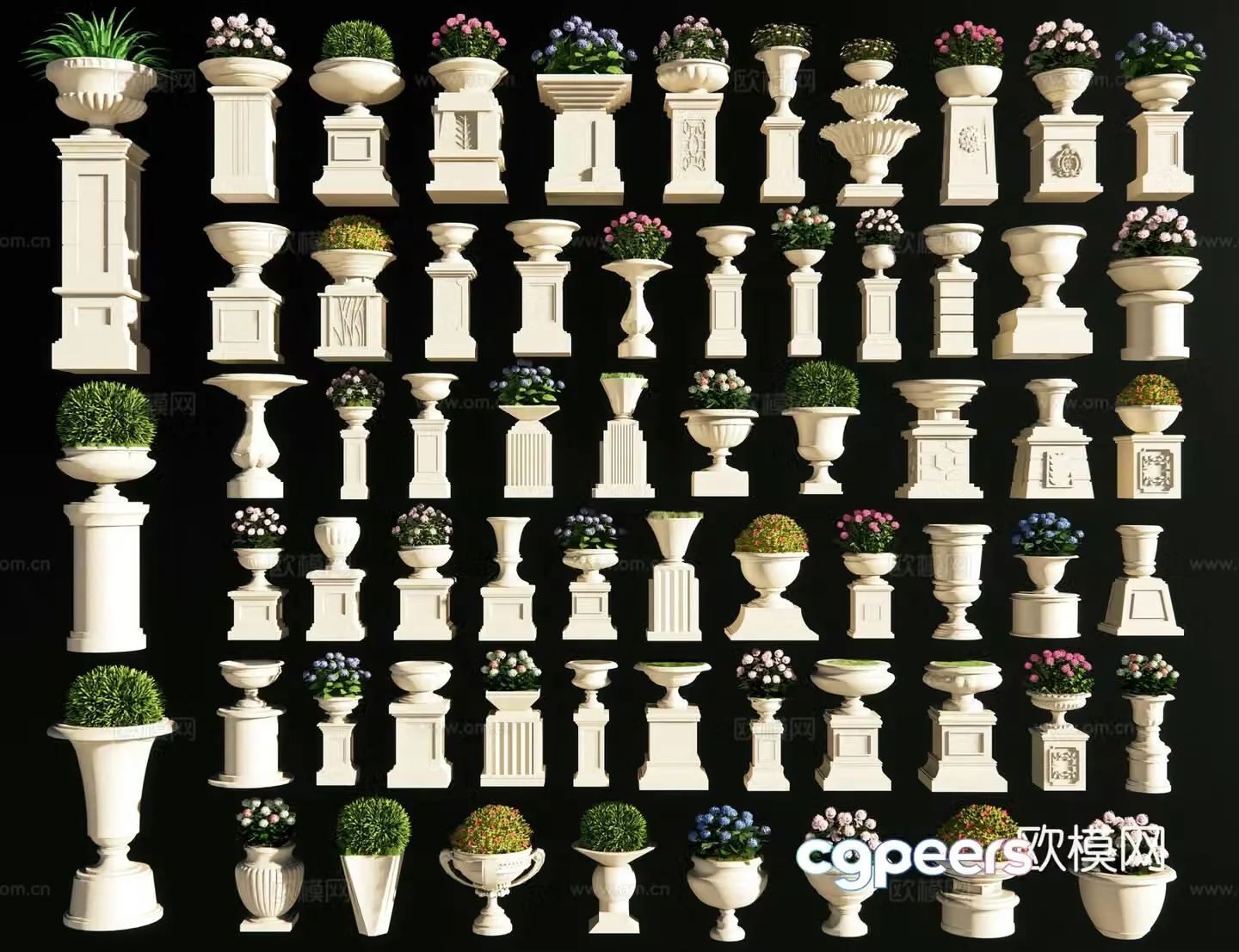 European flower bed flower bowl landscape flower bowl flower bowl decorative flower pot green plant bonsai pot 3D model