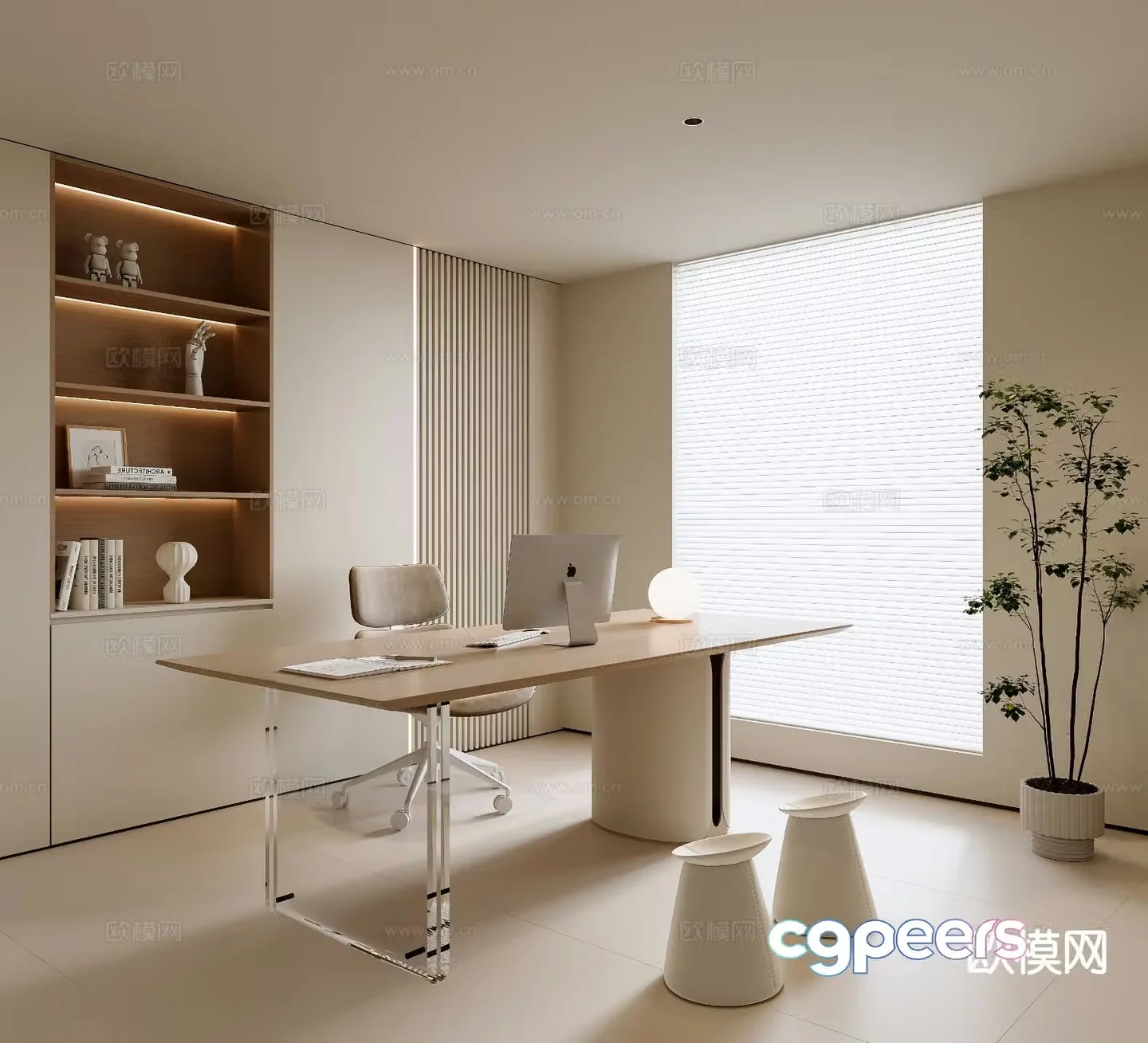 Cream style study 3d model