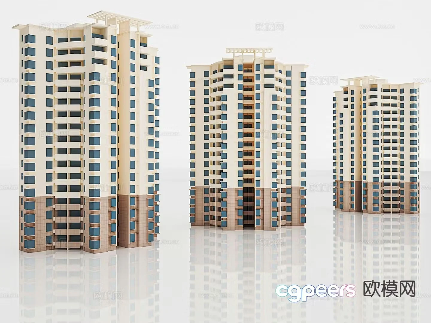 High-rise residential commercial housing small bungalow 3D model