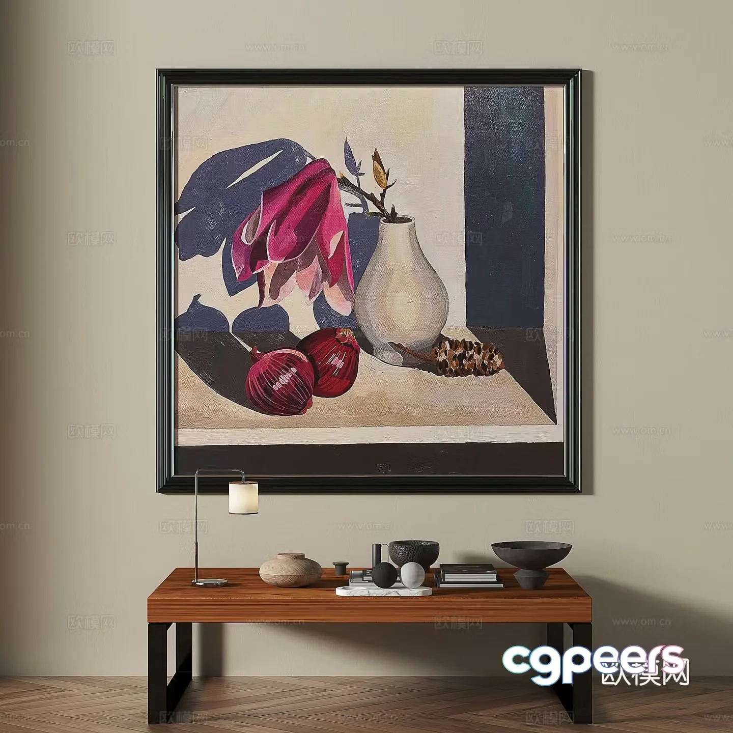 Modern French retro medieval light luxury oil painting decorative painting 3d model