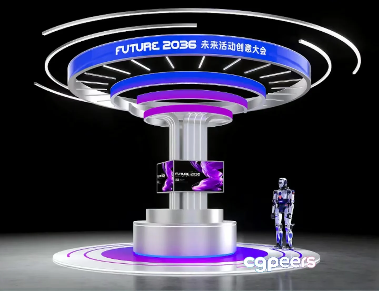 A Futuristic Display With A Robot 3D Model – 6259 – CORONA Render