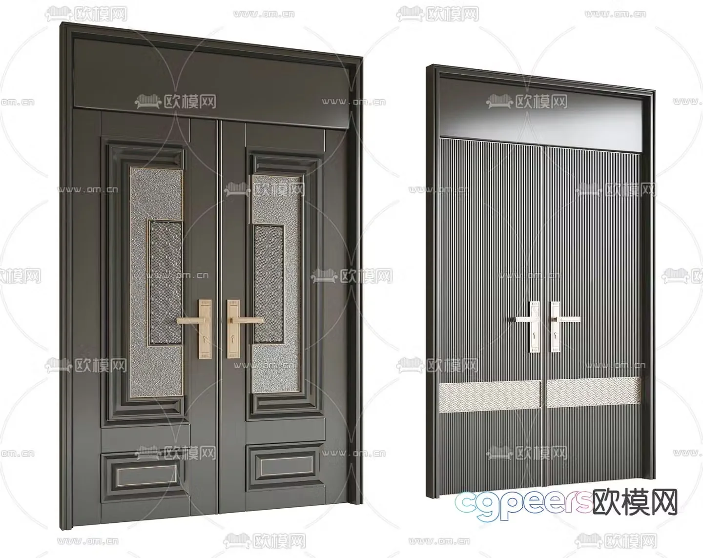 Entry door double-open door security door open ceiling door 3D model