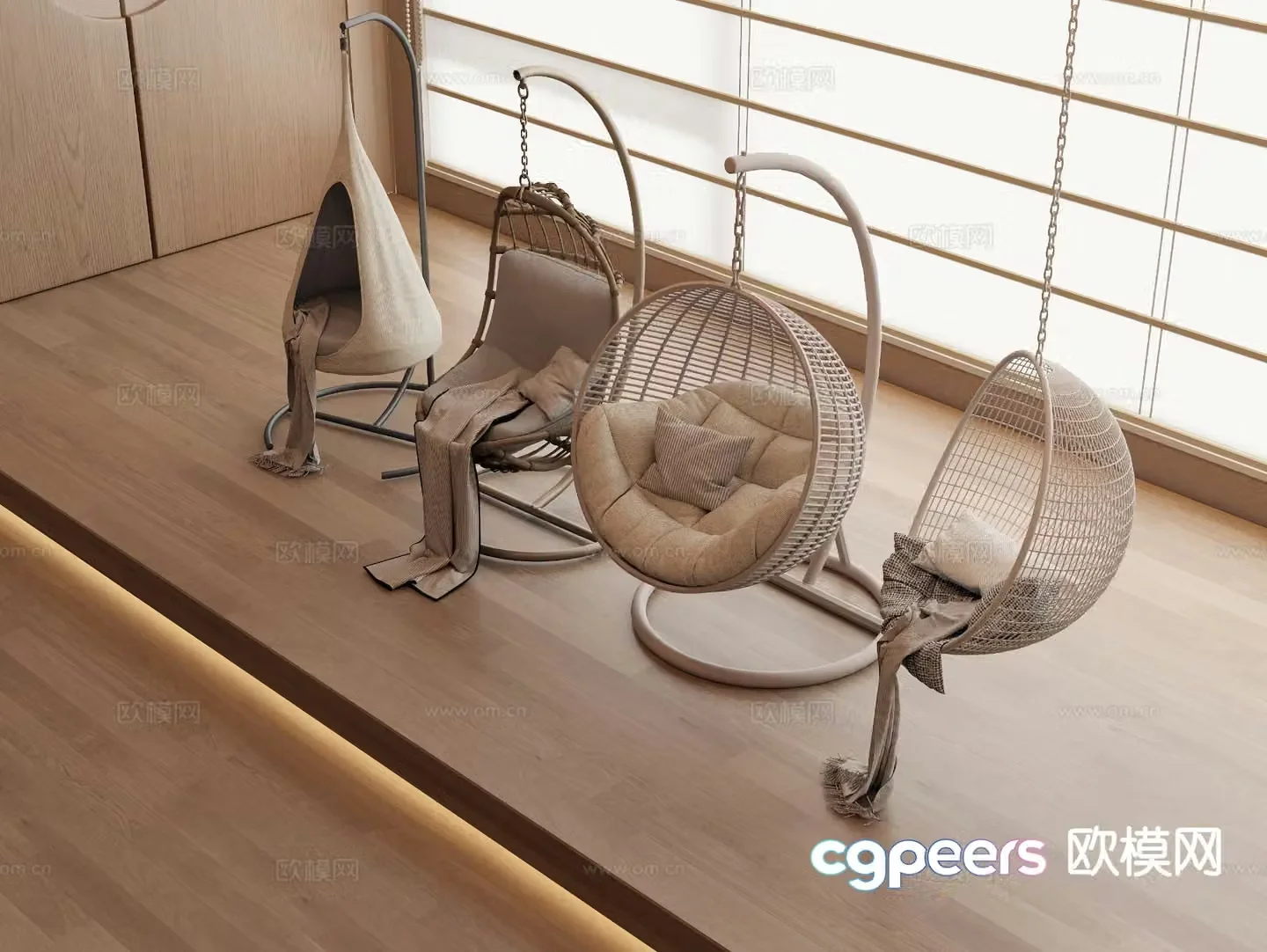 Medieval style hanging chair egg chair swing chair 3D model
