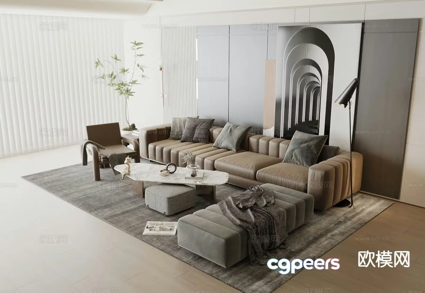 Modern sectional sofa 3d model