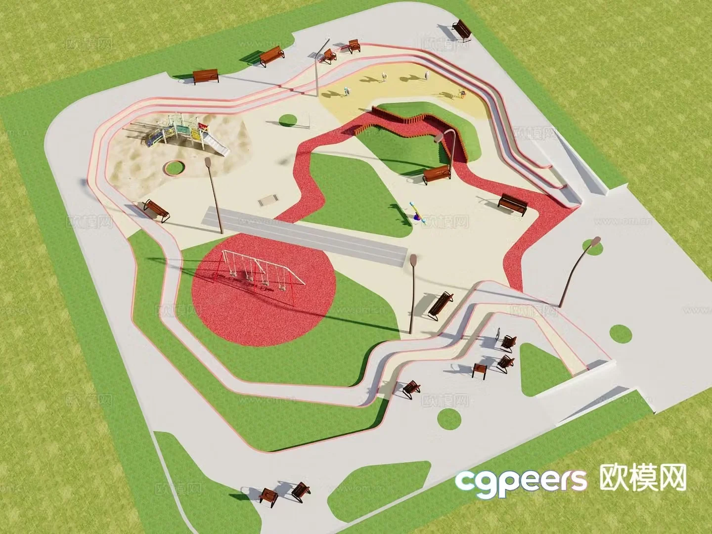 Children’s playground park landscape 3d model
