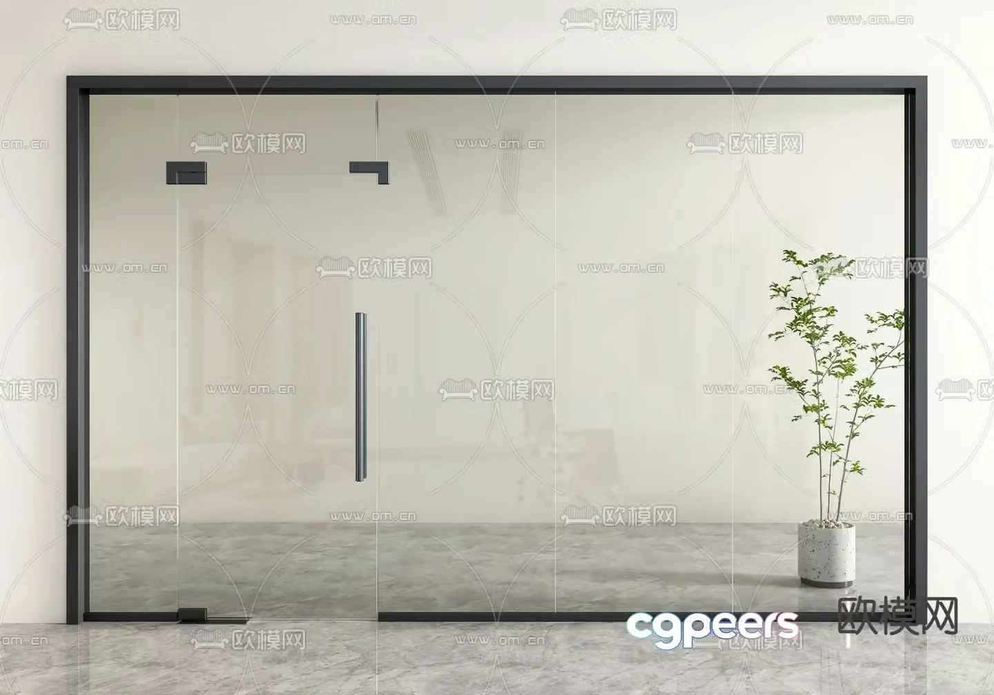 Modern glass door 3d model