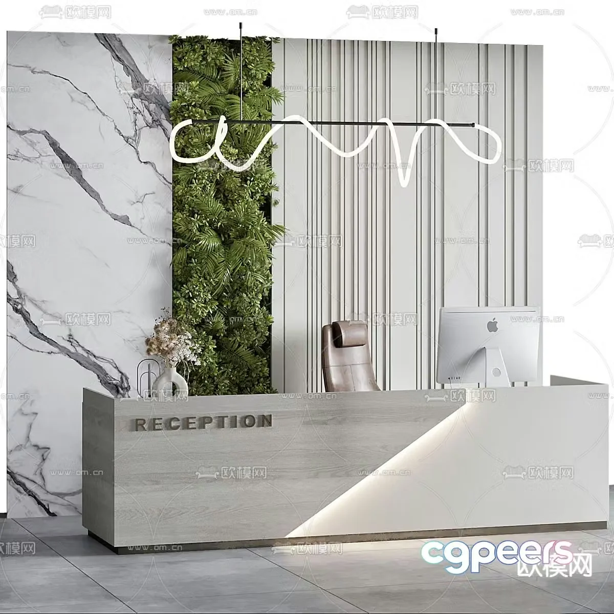 Front desk reception desk service desk information desk 3d model