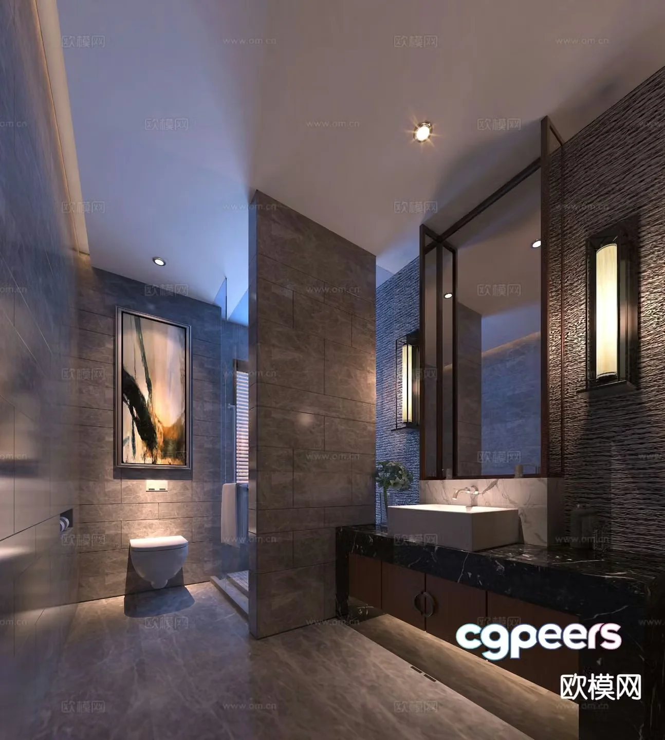 New Chinese style bathroom bathroom 3d model