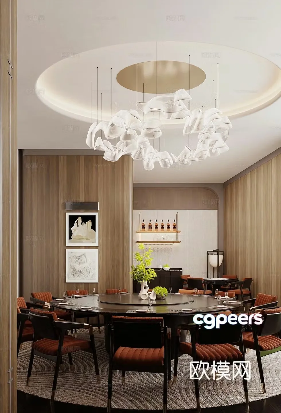 Chinese restaurant private room 3D model