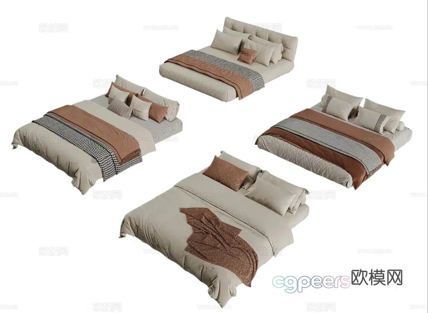 Modern mattress bedding quilt 3d model