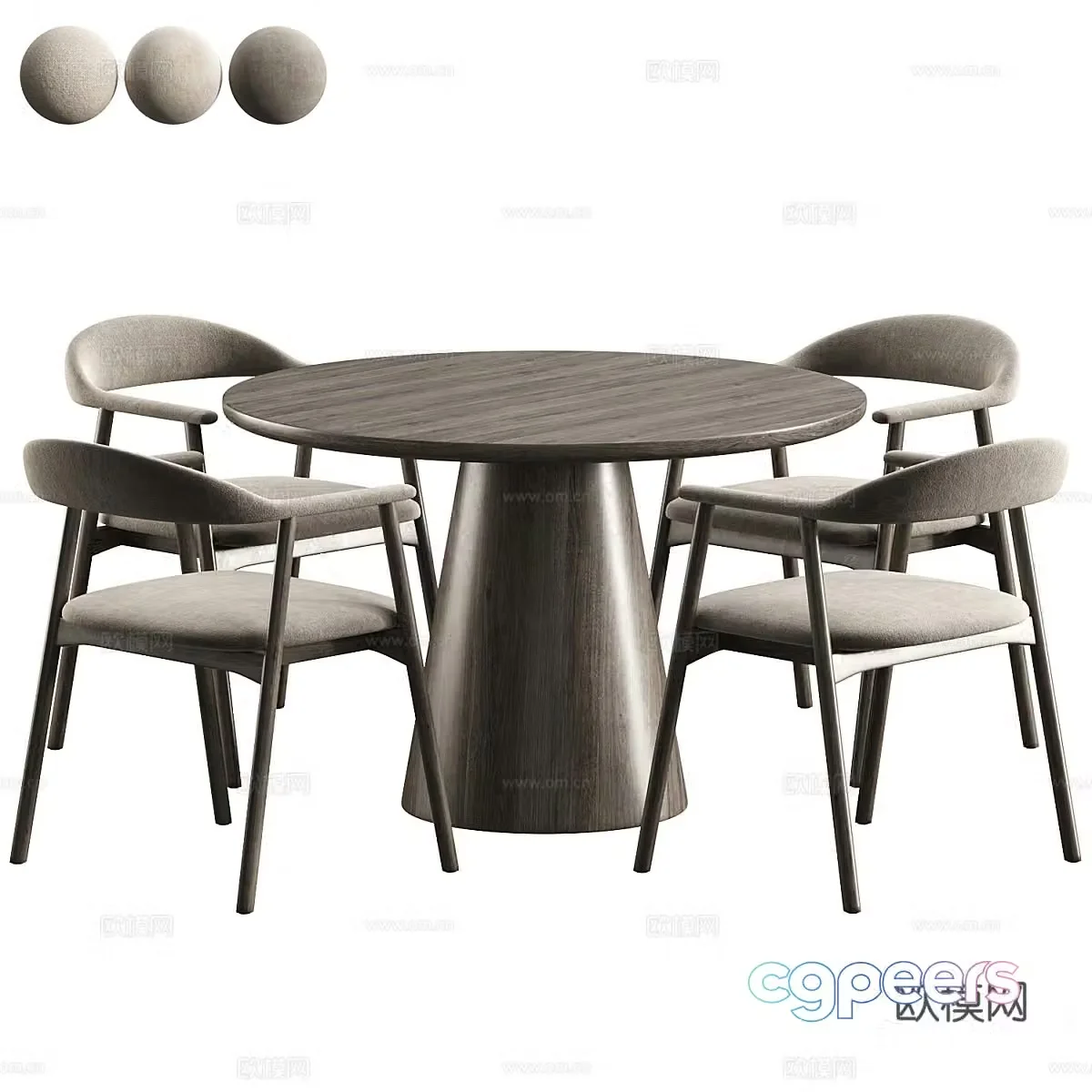 New Chinese round dining table and chair 3D model