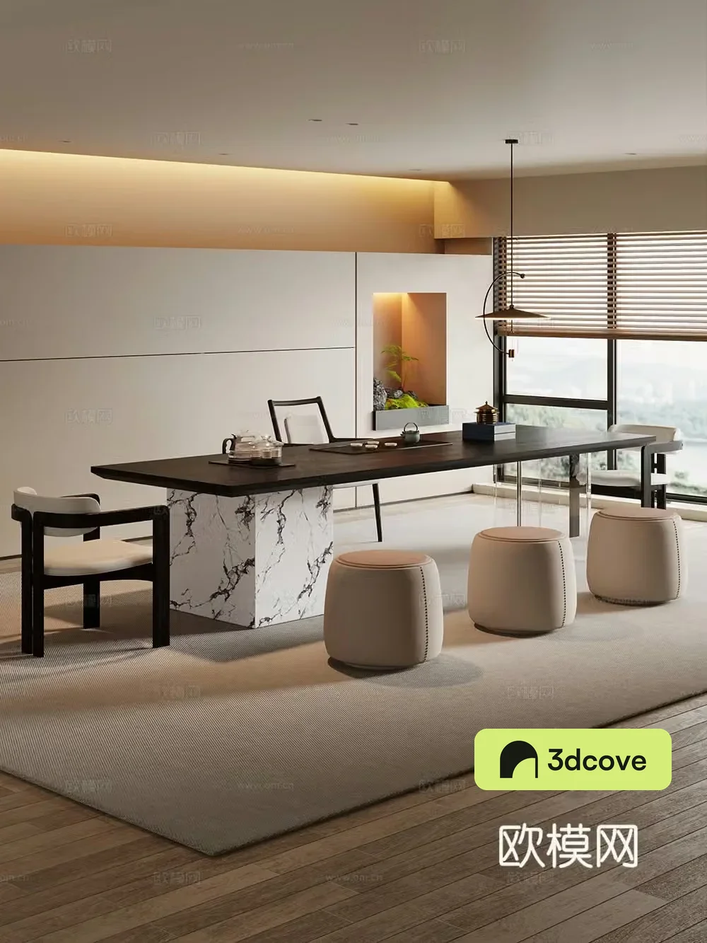 Creamy large plate table tea table and chair combination tea table tea room tea table balcony tea table