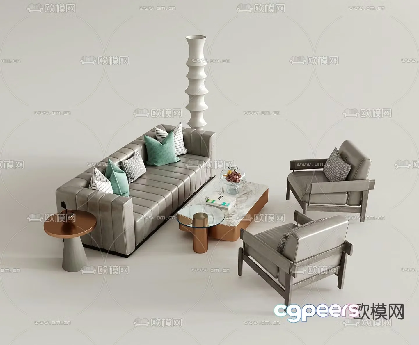 Modern modular sofa leather sofa 3d model
