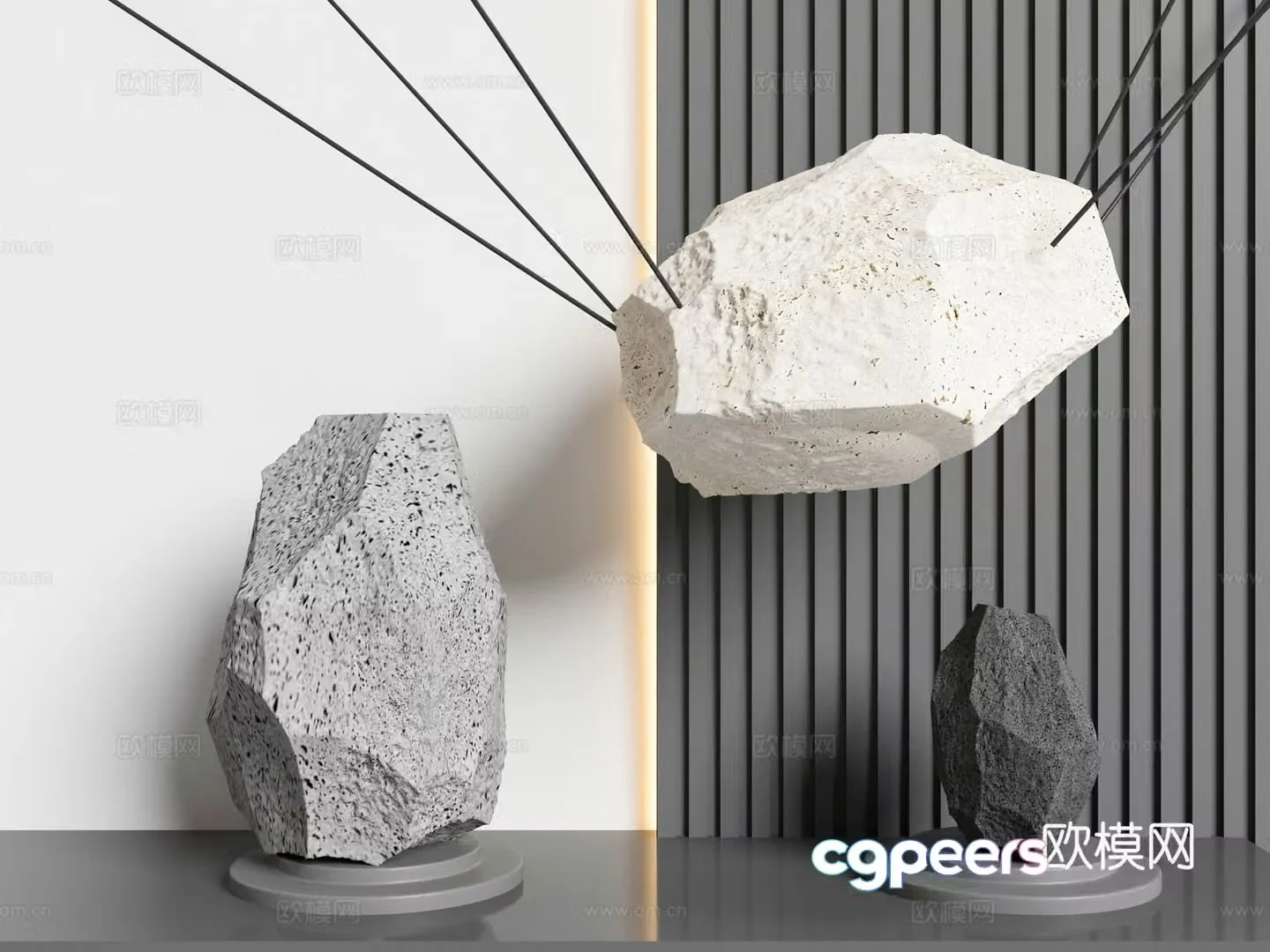Indoor stone sculpture Stone pendant Stone installation Modern sculpture ornaments Stone ornaments Stone 3D model