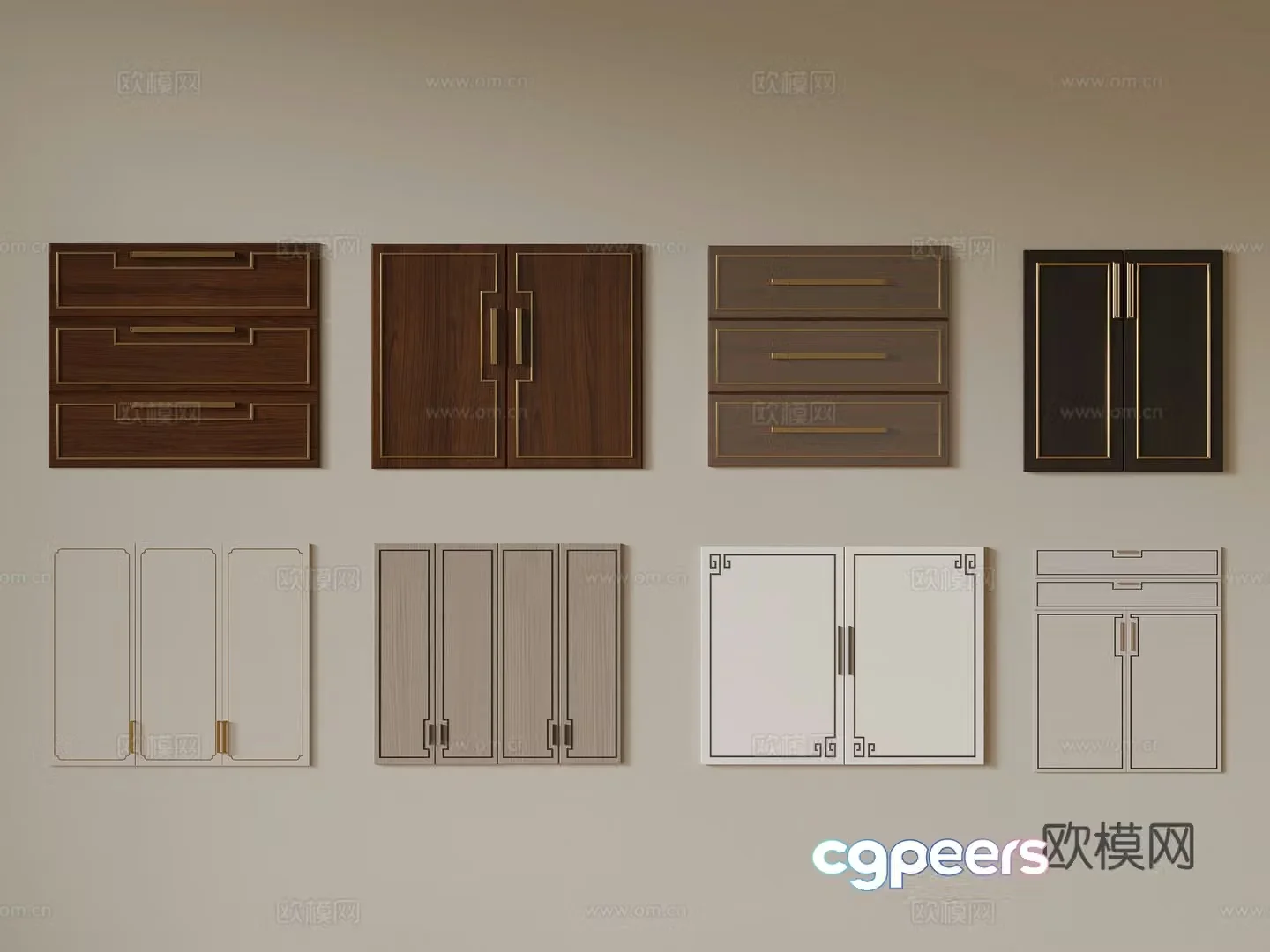 New Chinese door panel wall panel 3D model