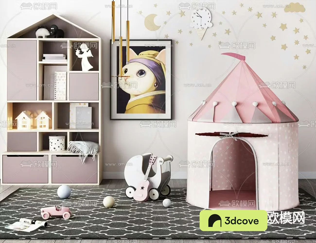 Children’s tent toy cabinet cartoon wall decoration
