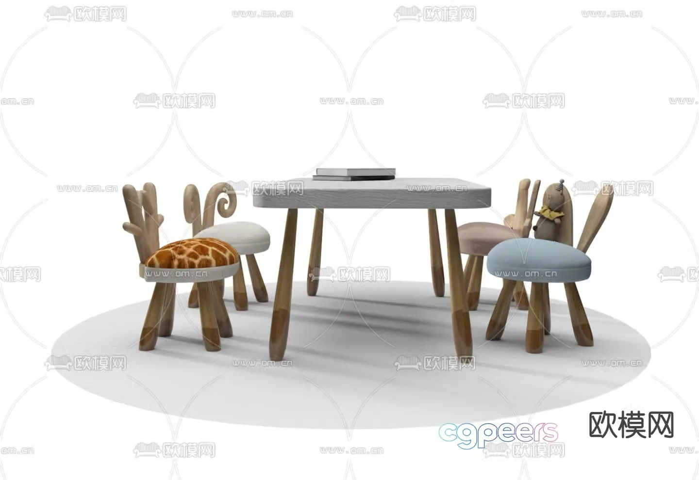 Nordic children’s table and chair 3d model