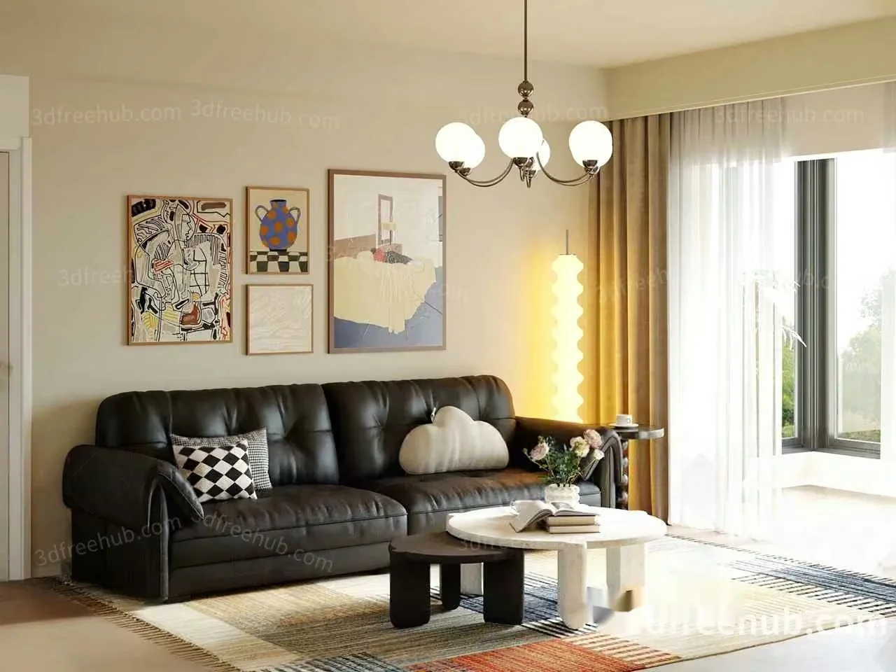 Modern Living Room 3D Model – 18700 – VRAY Render