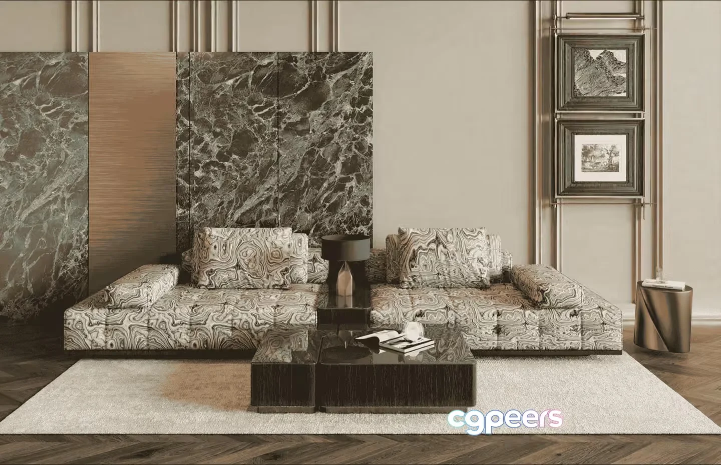Modern Living Room 3D Model – 17462 – VRAY Render